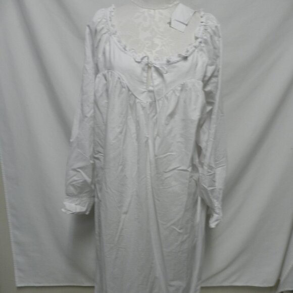 Eileen West Cotton white long Nightgown sleepwear ruffles Size Sz Large Lg L - Picture 1 of 13